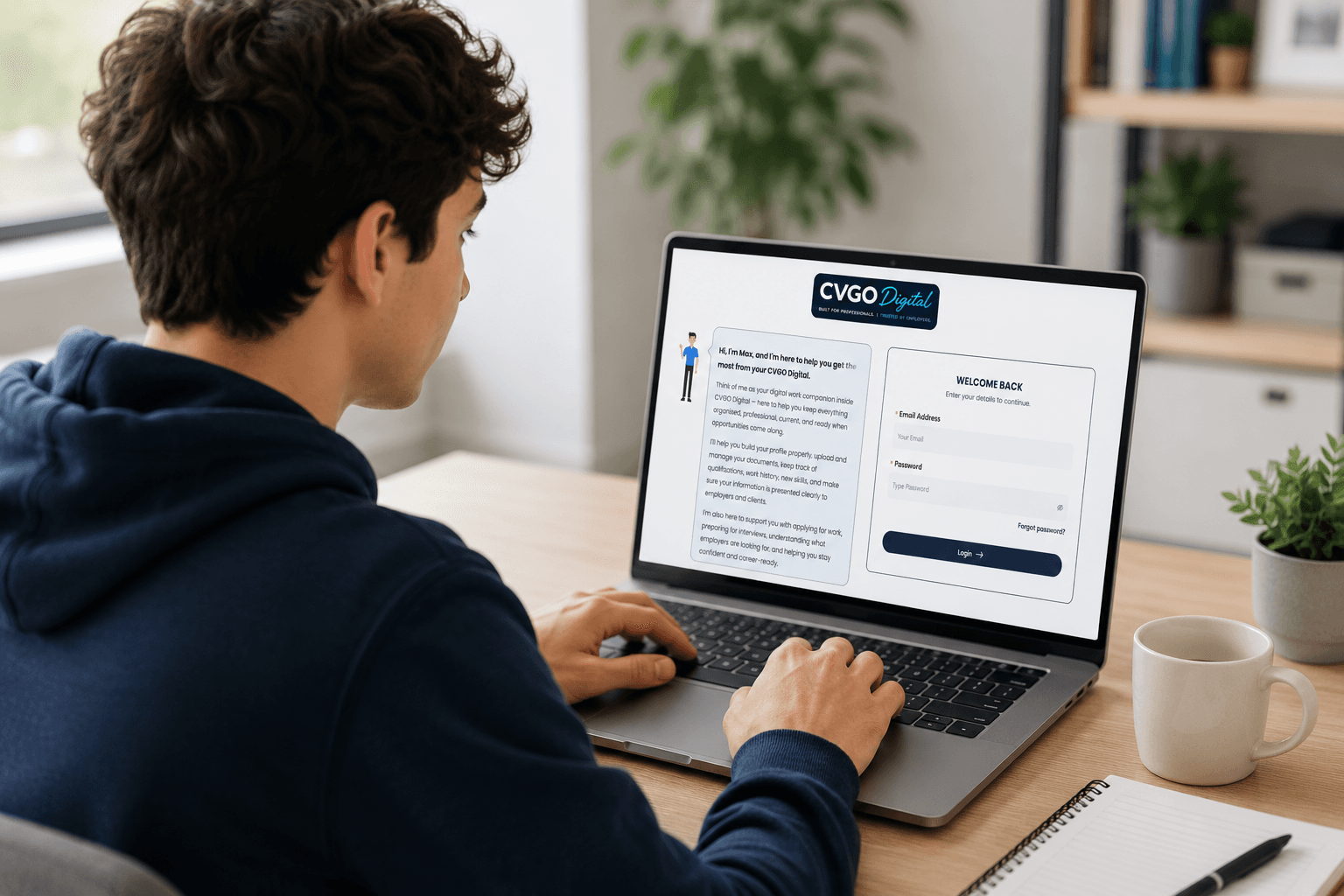 A young person using CVGO Digital to prepare for their career journey