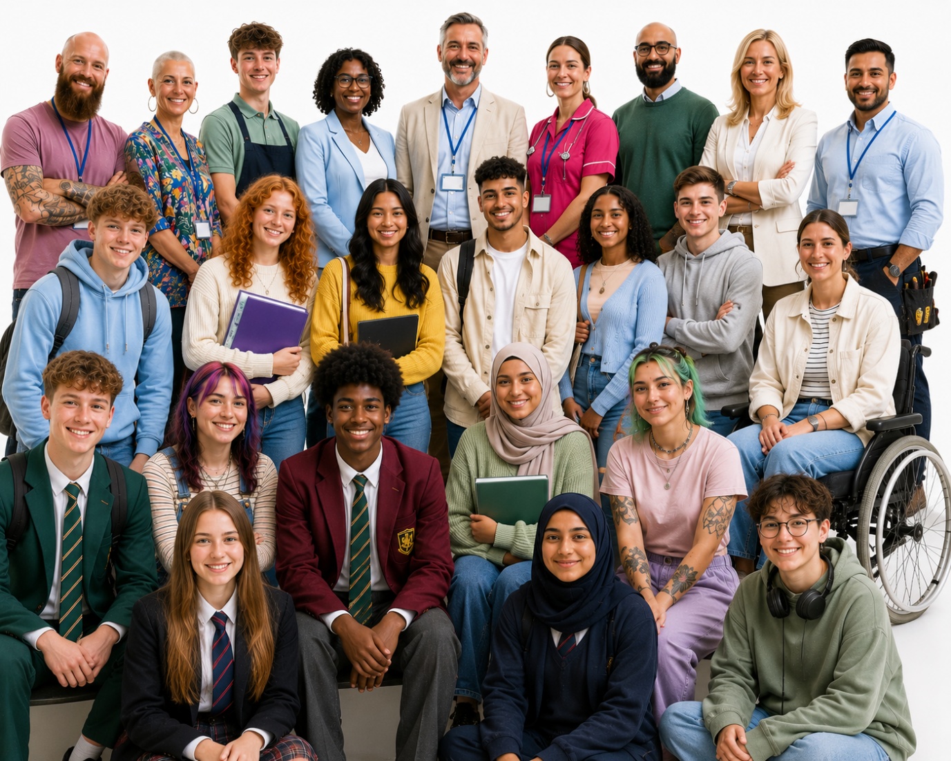 A diverse group of learners and professionals of all ages